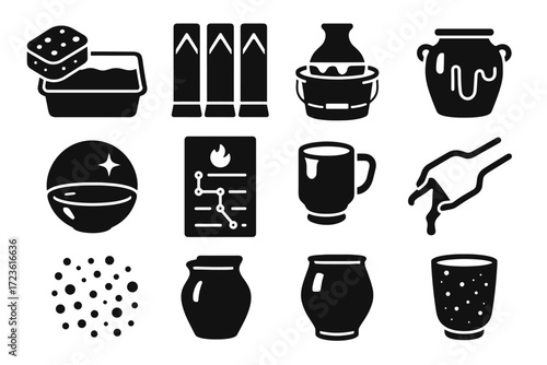 Ceramic pan particle icons icon reflection glossy vector mug glaze glazing texture