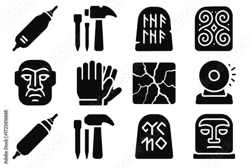 Icon icons stone patterns tablet vector face polished slab wedge marble carving