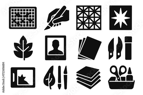 Leaf paper frame starburst template geometric icons shaped vector bits cutting icon