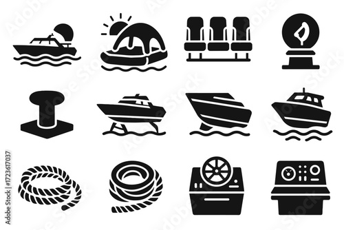 Icon mooring weather console icons vector emergency ferry hydrofoil seating radar sunset