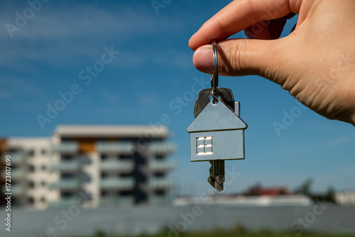 First-Time Homebuyer – Woman with Keys and House Keychain