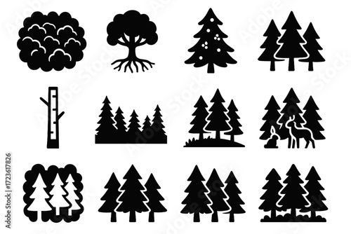 Foliage fir tree vector forest icons abstract layered icon animals canopy