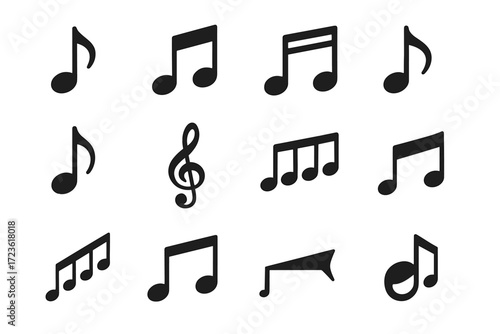 Symbols double symbol musical quarter stylized music pattern vector icon flag note