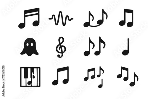 Musical icon vector ornament notes wave music symbol articulation tied