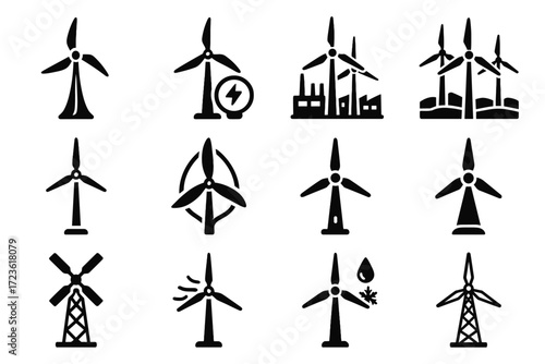Lattice turbine icon design door green windmill futuristic wind meter vector