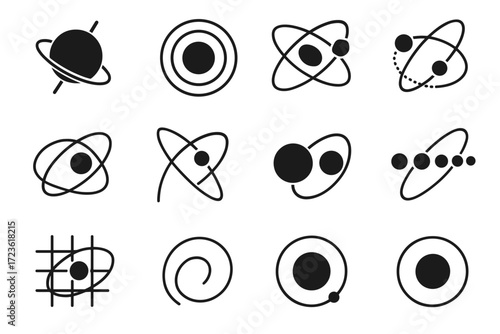 Tilt captured orbit vector icons icon overlapping trajectory orbital solar planetary