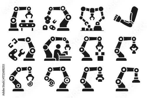 Parts arm gripper vector line cleanroom icon modular vacuum robotic