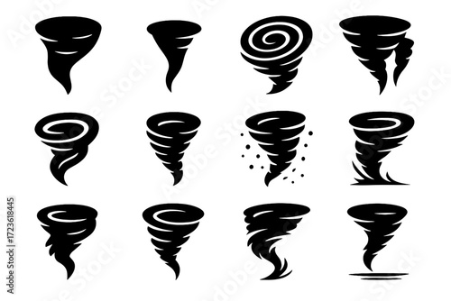 Depiction set mark micro short icon vector swirl atmospheric linear tornado