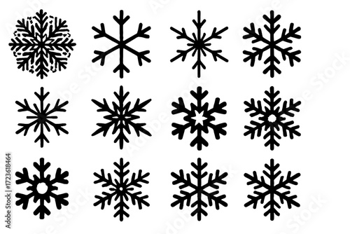 Vector wheel arms snow firm icon classic symmetry stylized intricate snowflake frost
