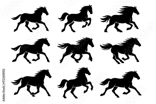 Thoroughbred horse gallop vector burst dynamic shape powerful running motion icon flying