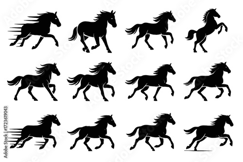 Frame mane galloping transition horse icon stride icons rearing tail motion hooves