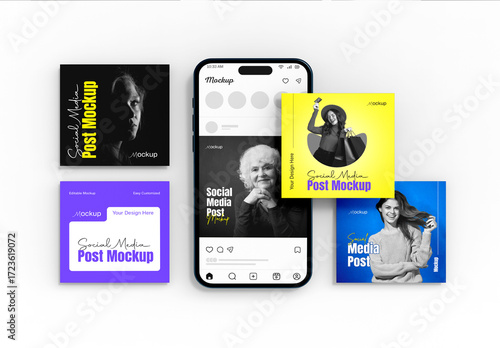 Smartphone Screen Social Media Post Mockup