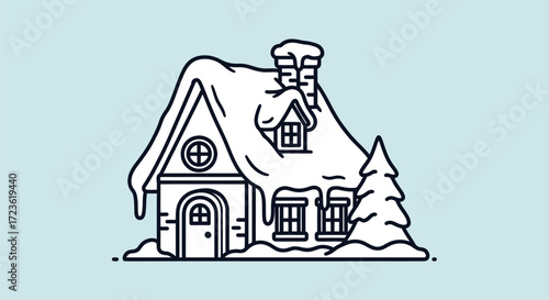 snowy house isolated