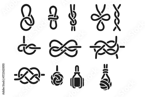 Sailing bend icon barrel line constrictor knot heaving bight manrope knots vector