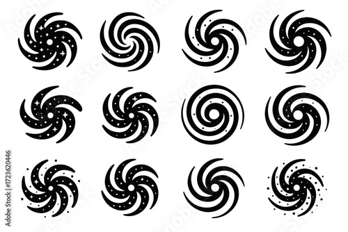 Spiral trails icon swirl bright vector light disk icons spread galaxy circular