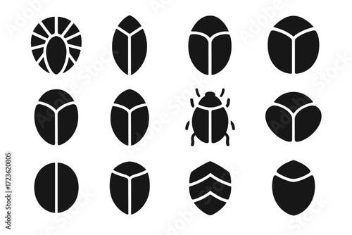 Outline cut groove layout beetle shell shield into oval armor icon icons