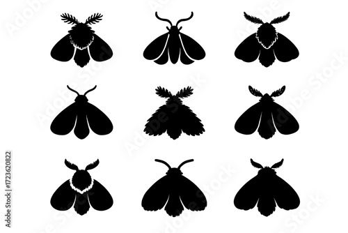 Edge design shape hairy furry vector outline moth fuzzy lines icon