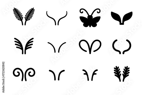Moth thick antennae curved short vector icon wide tiny curled form
