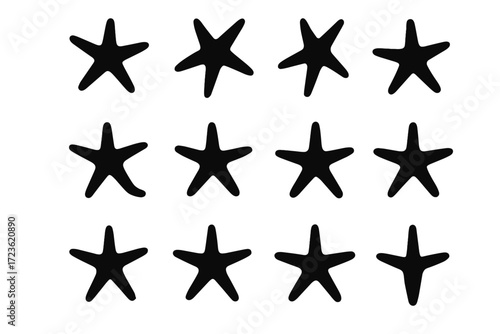 Pose horizontal starfish limb angles vertical silhouette vector icon arm rise spread