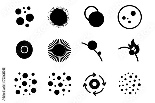 Limb scattered sunspot rotating erupting icon collection dark magnetic solar vector icons