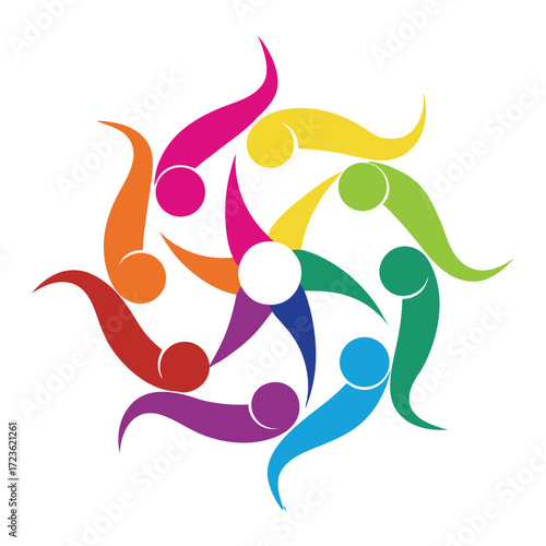 Colorful unity people circle illustration
