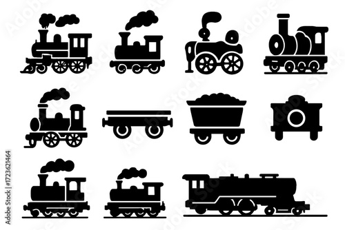 Heritage dual dome icon locomotive front vector icons silhouette steam rail long