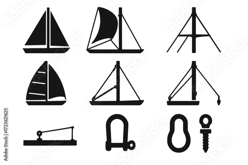 Tensioner icon vang system icons sail bar vector lines rigging boom lazy