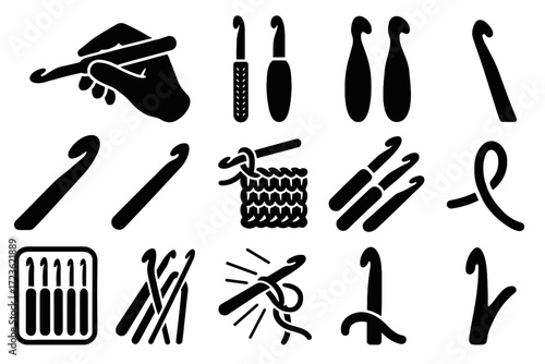 Icon icons hook crochet vector wide sized representation through hooks showing swatch