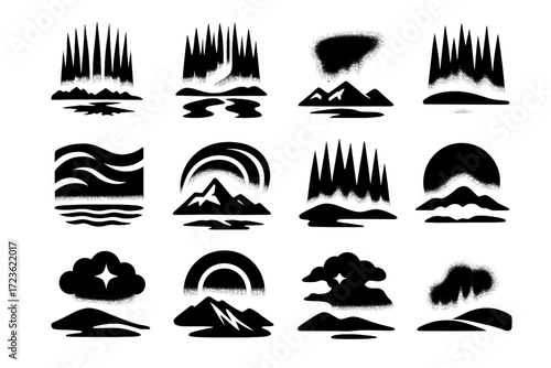 Layered curve contrast sky radiant icon tundra halo vector icons arctic glow
