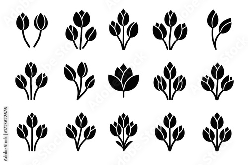 Lotus growth bud flowers vector grouped icon one forms overlapping cluster