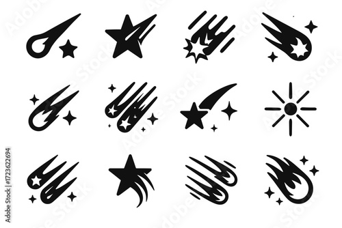 Sparkles vector trail icon radial meteor tail twin stars star icons