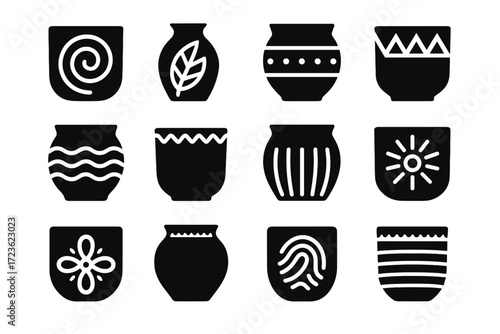 Triangle icons geometric design carved shape fingerprint icon clay vertical vector etched