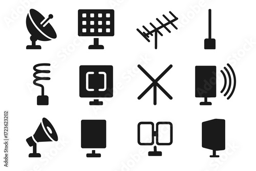 Microstrip icon unit parabolic directional horn antenna grid vector phased rod