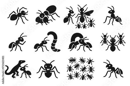 Icon ant mandibles beetle vs pose predators open defending ants swarm threat