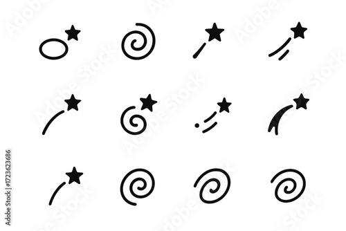 Trails loop swirl starlight star arc icon mono vector tiny spiral minimalist