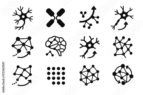 Feedback arc map set loop network icons shift neuroplasticity branching icon new