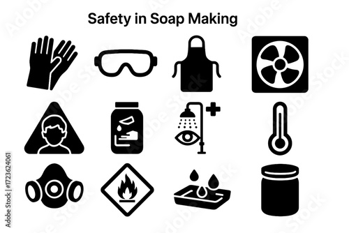Mask icons rinse protective ventilation safety station fan eye vector splash gear