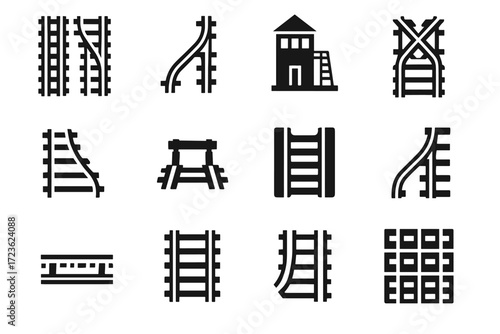 Entry icons icon storage joints track curved yard layout stop vector rail