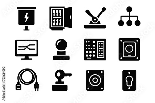 Manual key cabinet network diagram vector switch box activation icons icon trackside