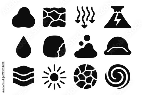Lava blob pillow icon volcanic extruded thermal dome texture set lines vector