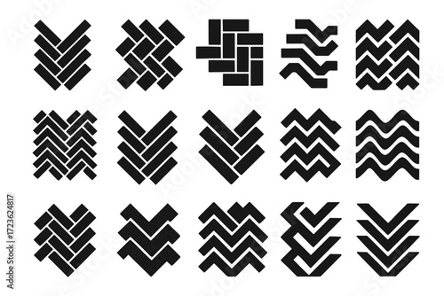 Icon herringbone flow mirrored zigzag micro vector layering pattern angled icons layered