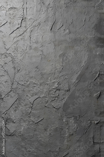 Gray textured wall with a rough surface and artistic plaster finish, ideal for background design. High-resolution bitmap image.