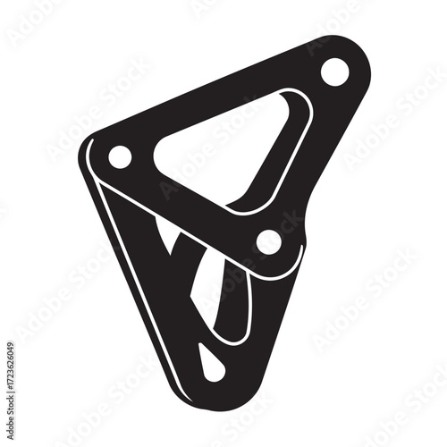 black and white silhouette of belay device vector on white background