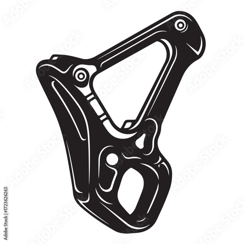 black and white silhouette of belay device vector on white background
