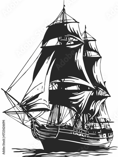 pirate ship on black