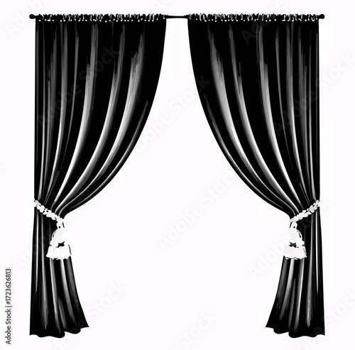 blue curtain with white background