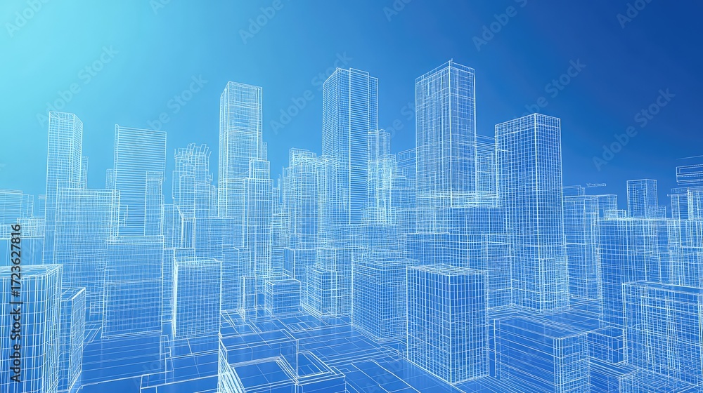 Obraz premium architecture focusing on the city skyline property blueprint view