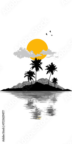 palm, beach, tree, island, sea, tropical, summer, sun, 