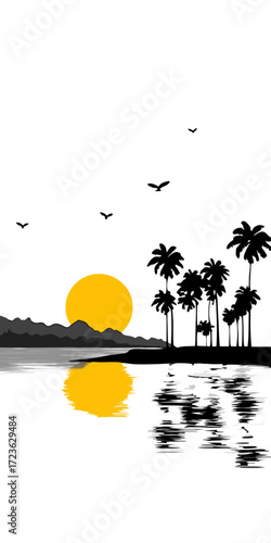tropical island with palm tree