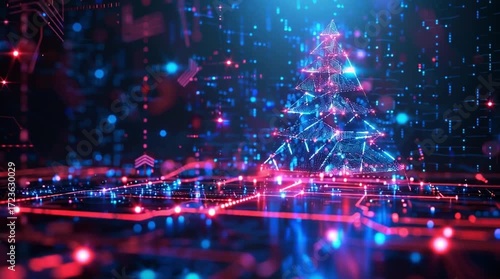 Cybernetic Christmas Tree on a Digital Circuit Board (AI Generated)